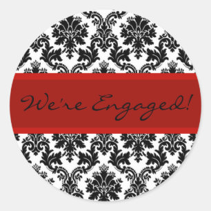 Pegatina de Damasco Negro y Sello para sobres Rojo