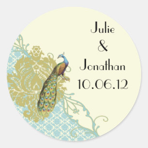 Pegatina de Damask de la laguna Peacock Vintage