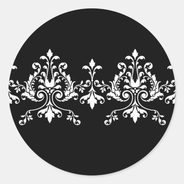 Pegatina de Damask en blanco y negro (Anverso)
