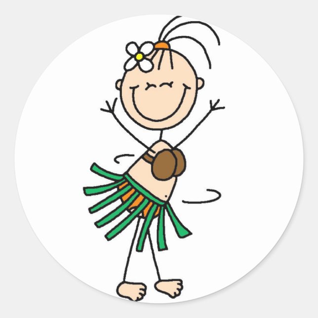 Pegatina de danza Hula con figura de palo (Anverso)