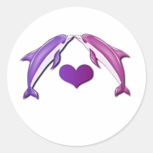 Pegatina de delfines besando
