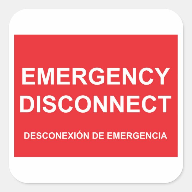 Pegatina De Desconexión De Emergencia Con Subtítul (Anverso)