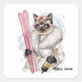 Pegatina de Despedida de Soltera de Esquí  Novia e