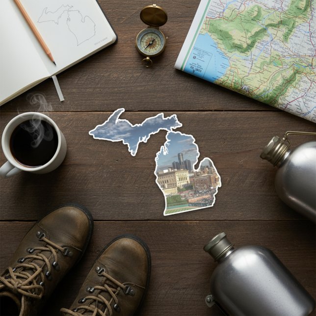 Pegatina de Detroit Skyline Michigan (Detroit Skyline Michigan Sticker)