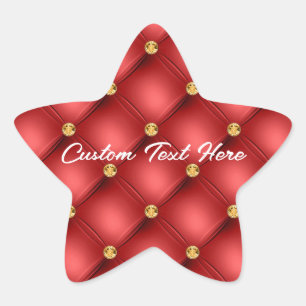 Pegatina de diamantes rojos dorados con texto Pers