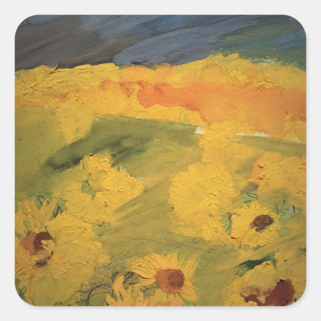 Pegatina de dibujo de girasoles (Anverso)