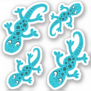 Pegatina De Dibujo De Niños De Gecko Azul