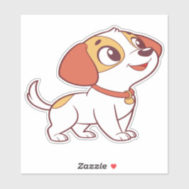 Pegatina de dibujos animados de cachorro feliz lin