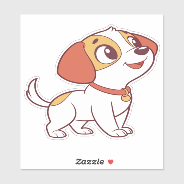 Pegatina de dibujos animados de cachorro feliz lin (Hoja)