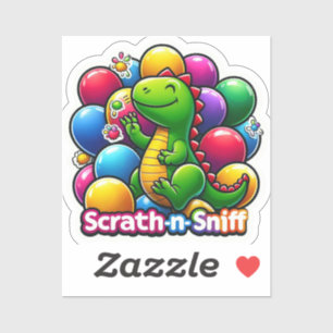 Pegatina de Dino en globo satinado para niños