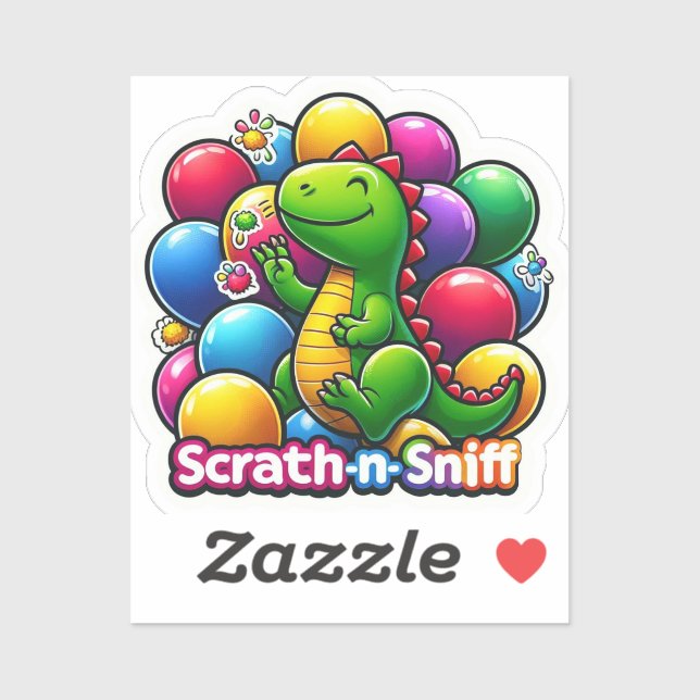 Pegatina de Dino en globo satinado para niños (Hoja)