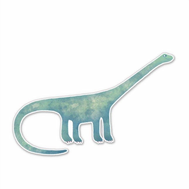 Pegatina de dinosaurios de Cute Diplodocus (Anverso)