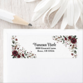 Pegatina de dirección de borde floral rojo y verde