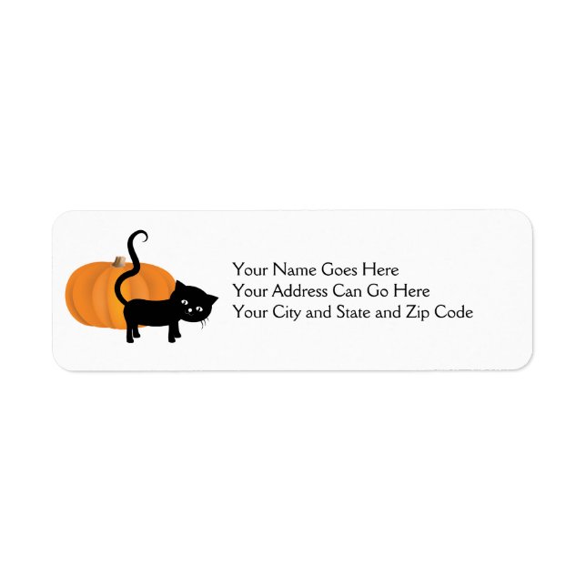 Pegatina de dirección de calabaza y gato negro lin (Frente)