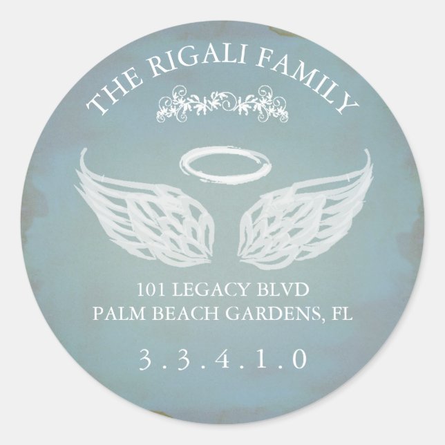 Pegatina de dirección de devolución de ala de ángu (Anverso)