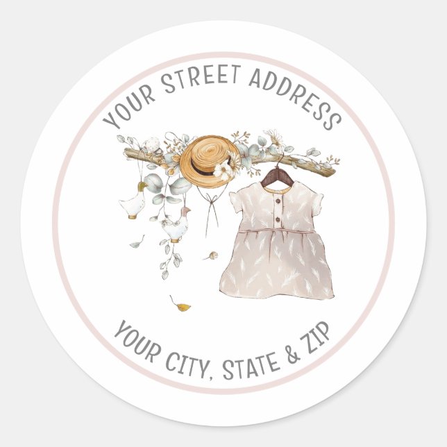 Pegatina de dirección de devolución de niña bebé (Anverso)