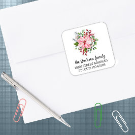 Pegatina de dirección de devolución de poinsettia