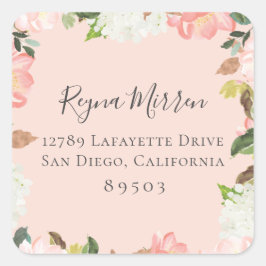 Pegatina de dirección de devolución floral de Peta