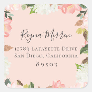 Pegatina de dirección de devolución floral de Peta