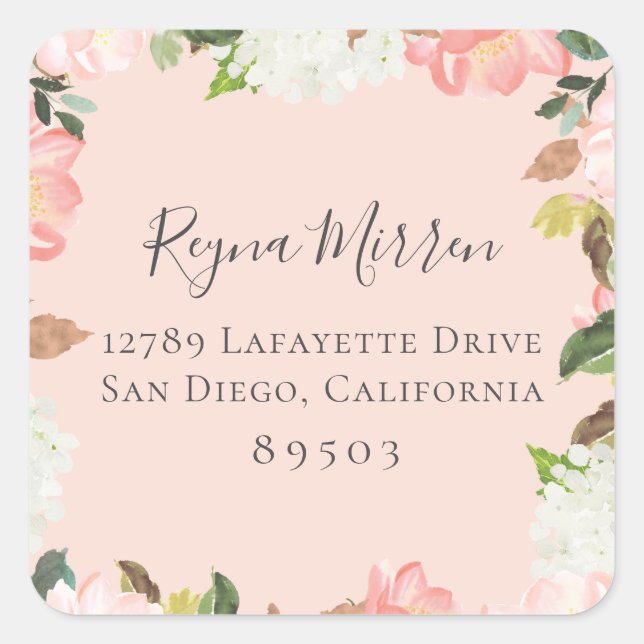 Pegatina de dirección de devolución floral de Peta (Anverso)