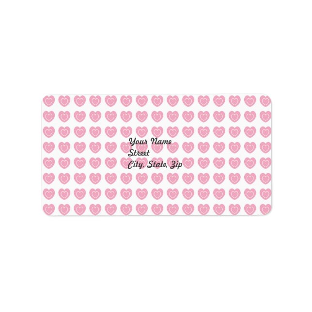 Pegatina de dirección de fondo del corazón rosado (Frente)