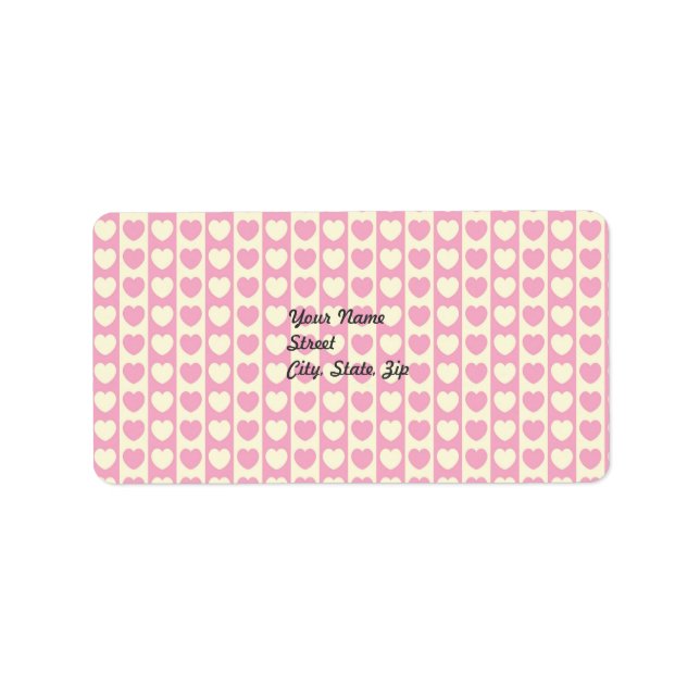 Pegatina de dirección de fondo del corazón rosado (Frente)
