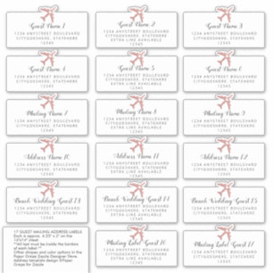 Pegatina de dirección de invitado de boda de desti