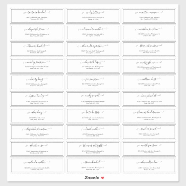 Pegatina de dirección de invitado de Boda de scrip (Hoja)