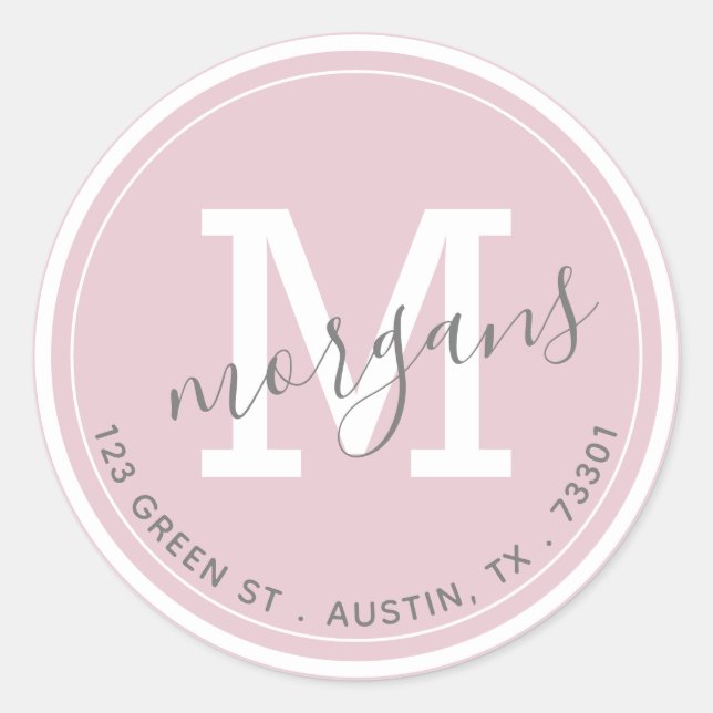 pegatina de dirección de retorno de doble monogram (Anverso)