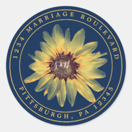 Pegatina de dirección de retorno de girasol ruso