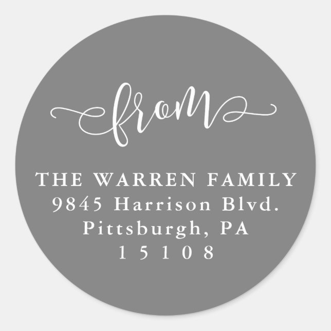 Pegatina de dirección de retorno de gris pizarra s (Anverso)