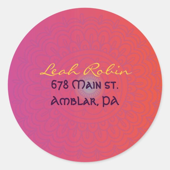 Pegatina de dirección de retorno de HAMSA HAND Red (Anverso)