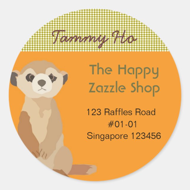 Pegatina de dirección de retorno de Meerkat (Anverso)