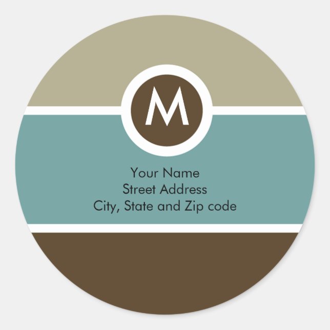 Pegatina de dirección de retorno de monograma - Be (Anverso)