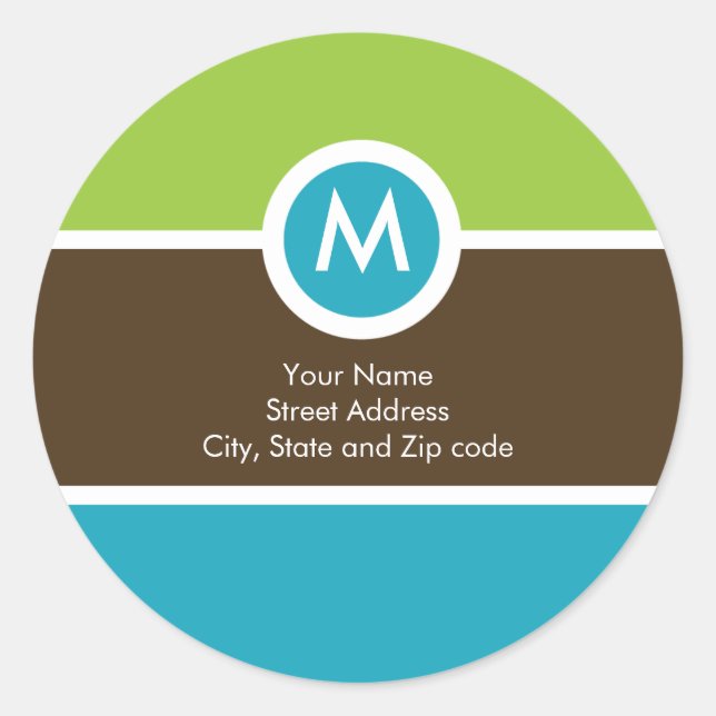 Pegatina de dirección de retorno de monograma - Ve (Anverso)