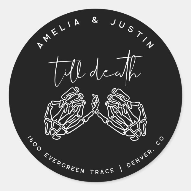 Pegatina de dirección de sobres de Boda gótico has (Anverso)