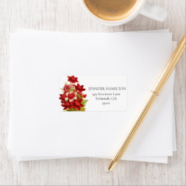 Pegatina de dirección floral rojo negrita
