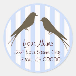 Pegatina de direcciones de aves con franja azul