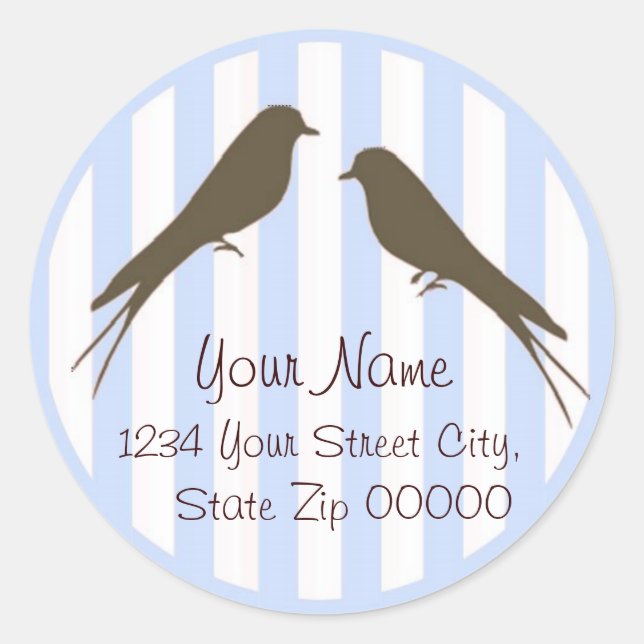 Pegatina de direcciones de aves con franja azul (Anverso)