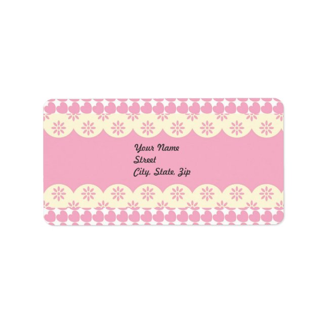 Pegatina de direcciones de ojos de corazón rosado (Frente)