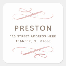 Pegatina de direcciones Rubor Swirls de caligrafía