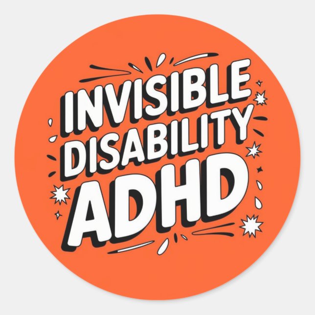 PEGATINA de discapacidad invisible para el TDAH (Anverso)