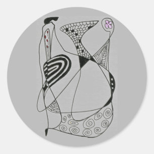 pegatina de diseño abstracto de "Baile Hen en Gris