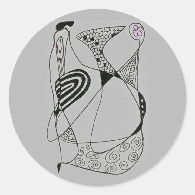 pegatina de diseño abstracto de "Baile Hen en Gris (Anverso)