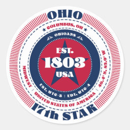 Pegatina de diseño de círculo de Ohio Patriótico