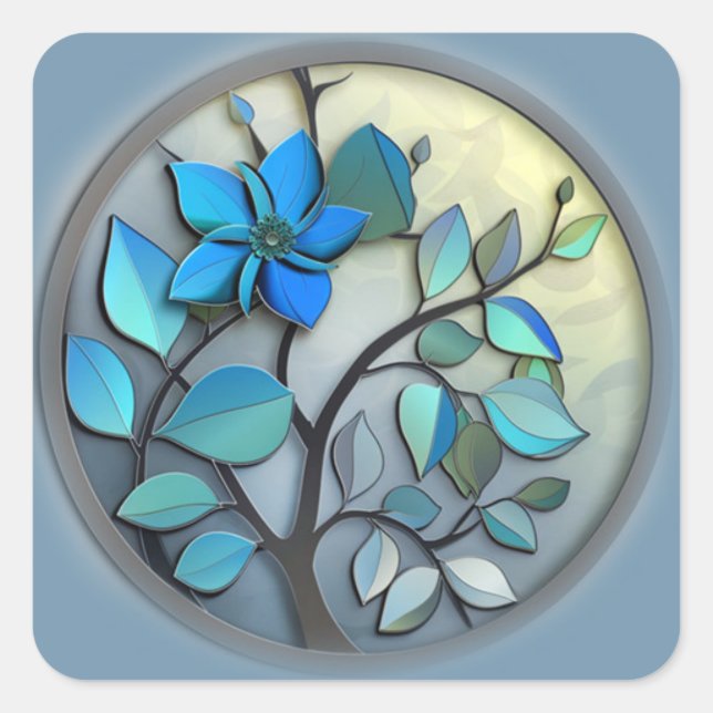 Pegatina de diseño de flores (Anverso)