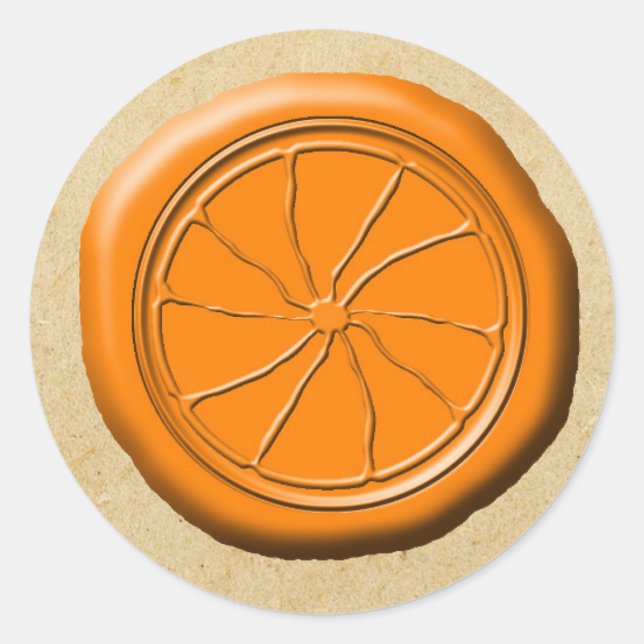 Pegatina de diseño de rebanada de Wax de naranja O (Anverso)