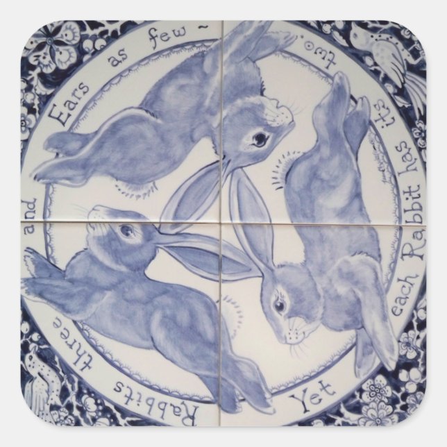 Pegatina de diseño de trío de conejo blanco místic (Anverso)