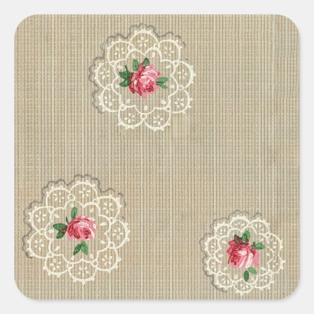 Pegatina de diseño de Vintage Rosebud Doily (Anverso)