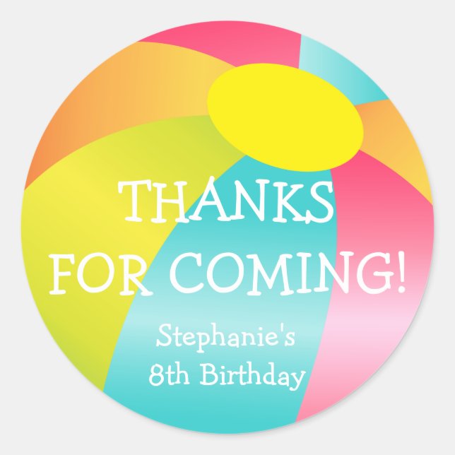 Pegatina de diversión de verano de Beach Ball (Anverso)